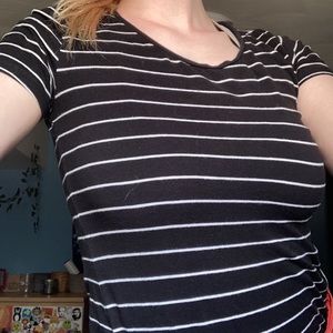 black and white striped tee